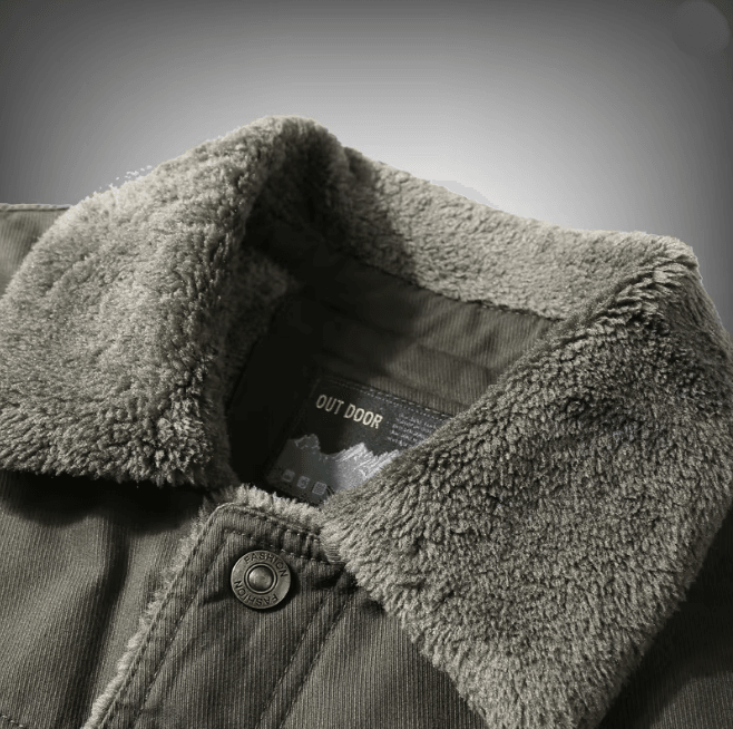 Mens Lamb Wool Jacket Thick Military Style Winter Coat Plus Size