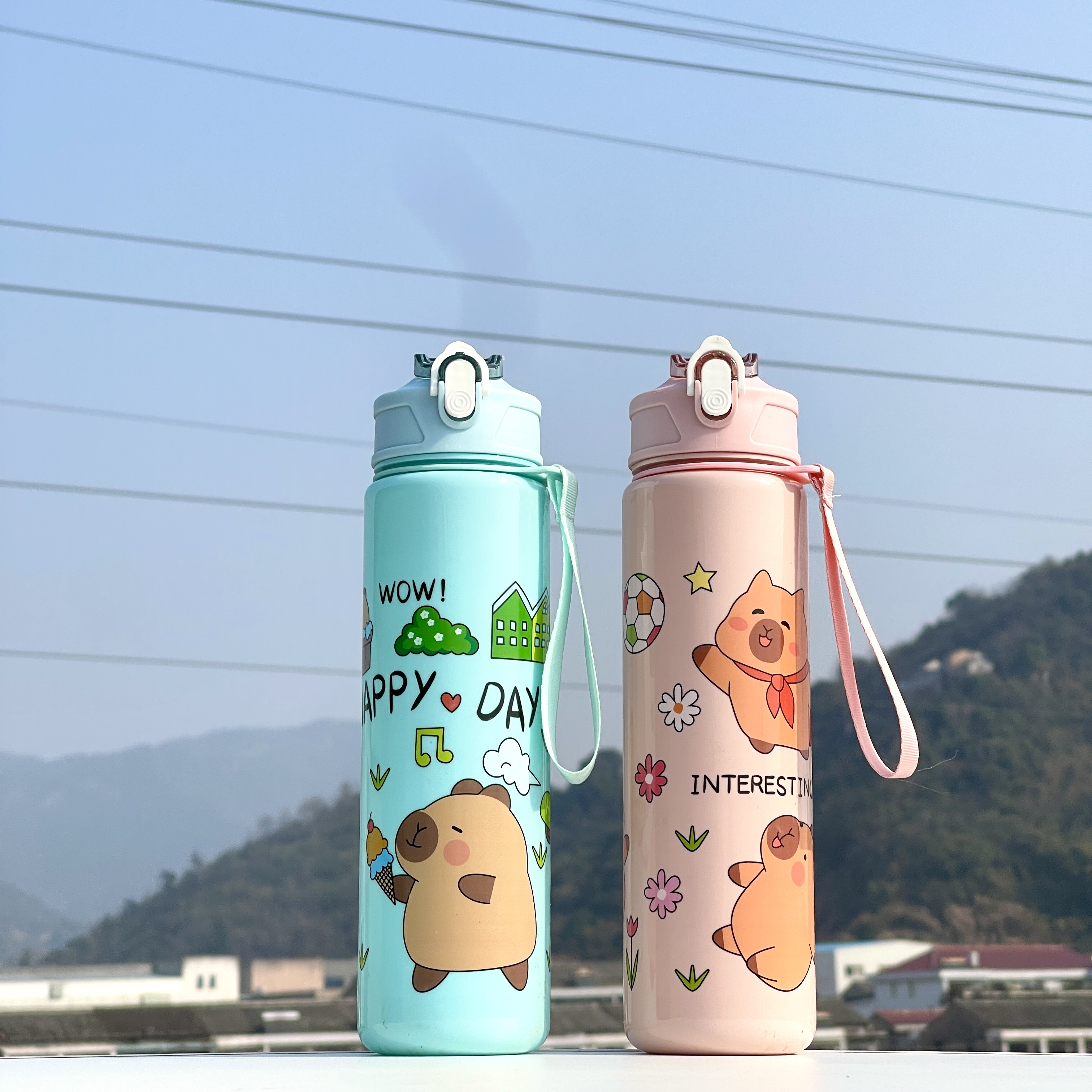 Cute Portable Straw Cup Large Capacity Water Bottle for Students and Girls