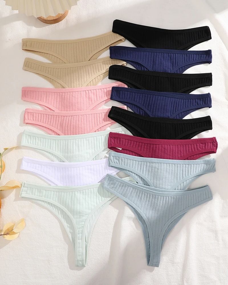 Womens Cotton Thong And Brief Underwear Set Breathable Soft Everyday Lingerie Fifteen Piece Set