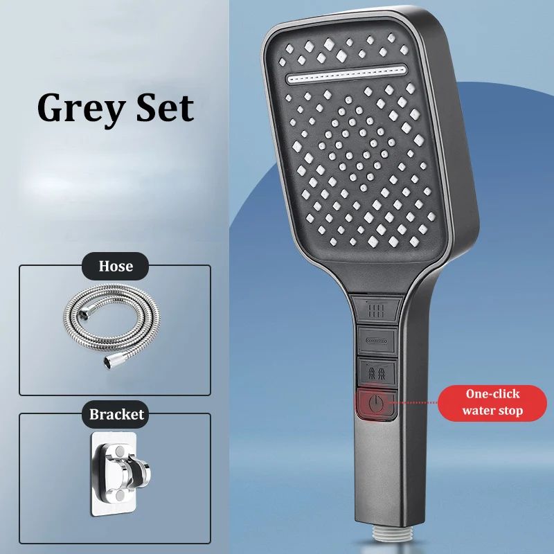 High Pressure Shower Head 7 Mode Adjustable Water Saving Shower Set