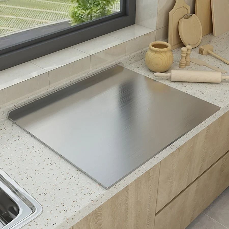 Stainless Steel Folding Chopping Board Double Sided L Shaped Kitchen Prep Board