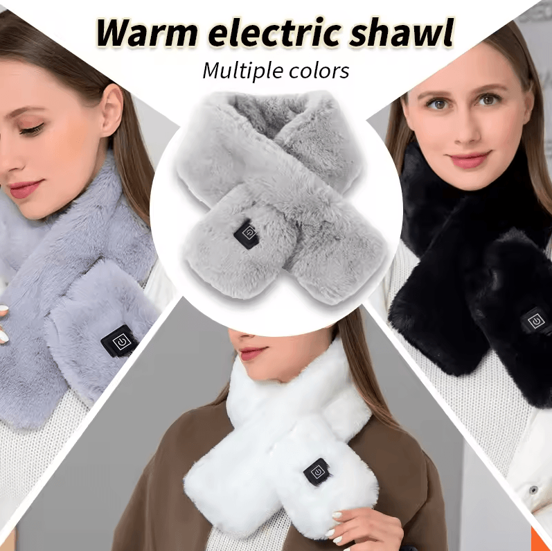 Plush USB Heated Scarf for Winter | Faux Fur Heated Neck Warmer (Washable, Unisex)