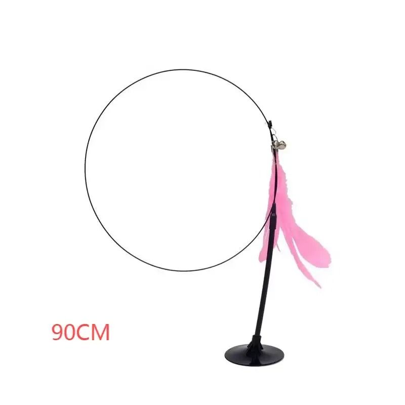 Cat Teaser Wand With Bell Feather And Suction Cup Long Interactive Stick