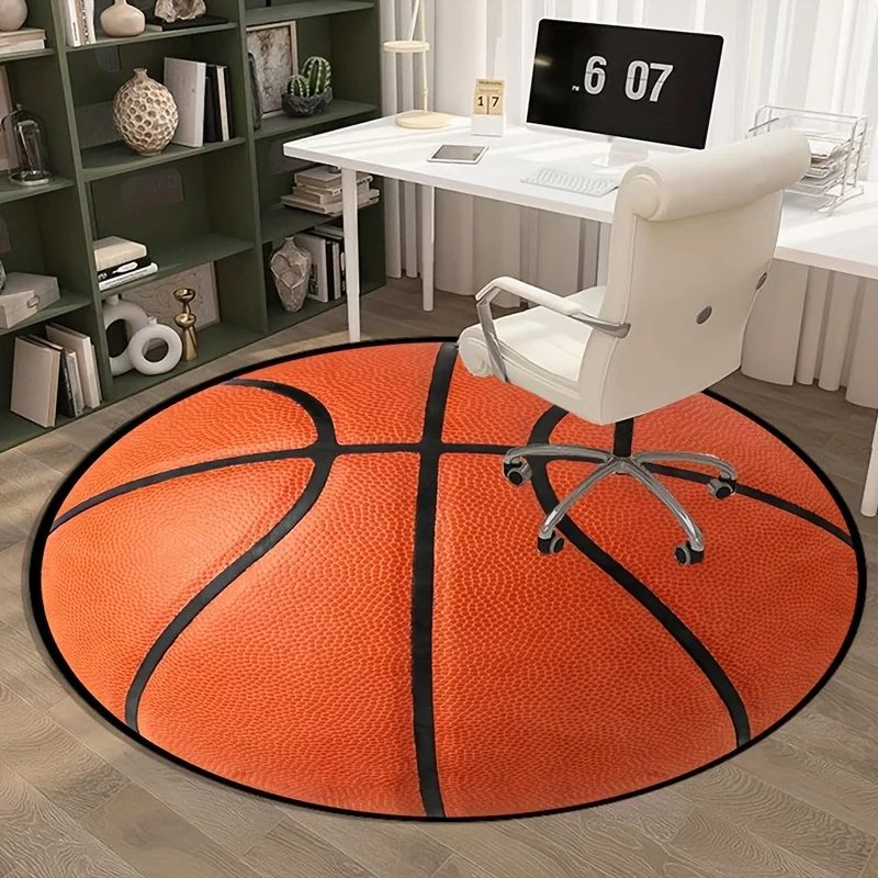 3D Basketball Round Flannel Rug