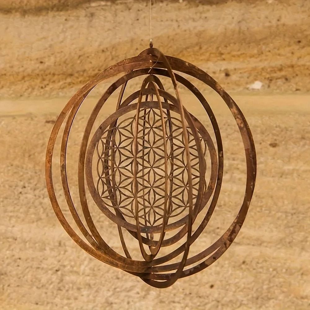 Rustic Metal Wind Spinner Spiral Weather Vane Outdoor Hanging Decor
