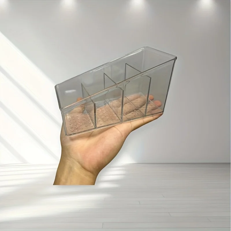 Desk Organizer with Compartments Clear Plastic Remote Control Holder for Home Office Use