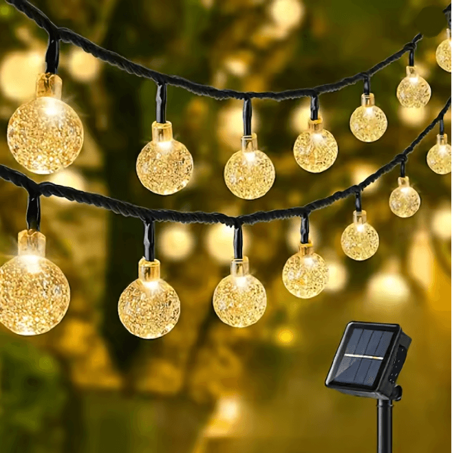 Solar Crystal Ball String Lights Waterproof Outdoor Decorative LED Lights
