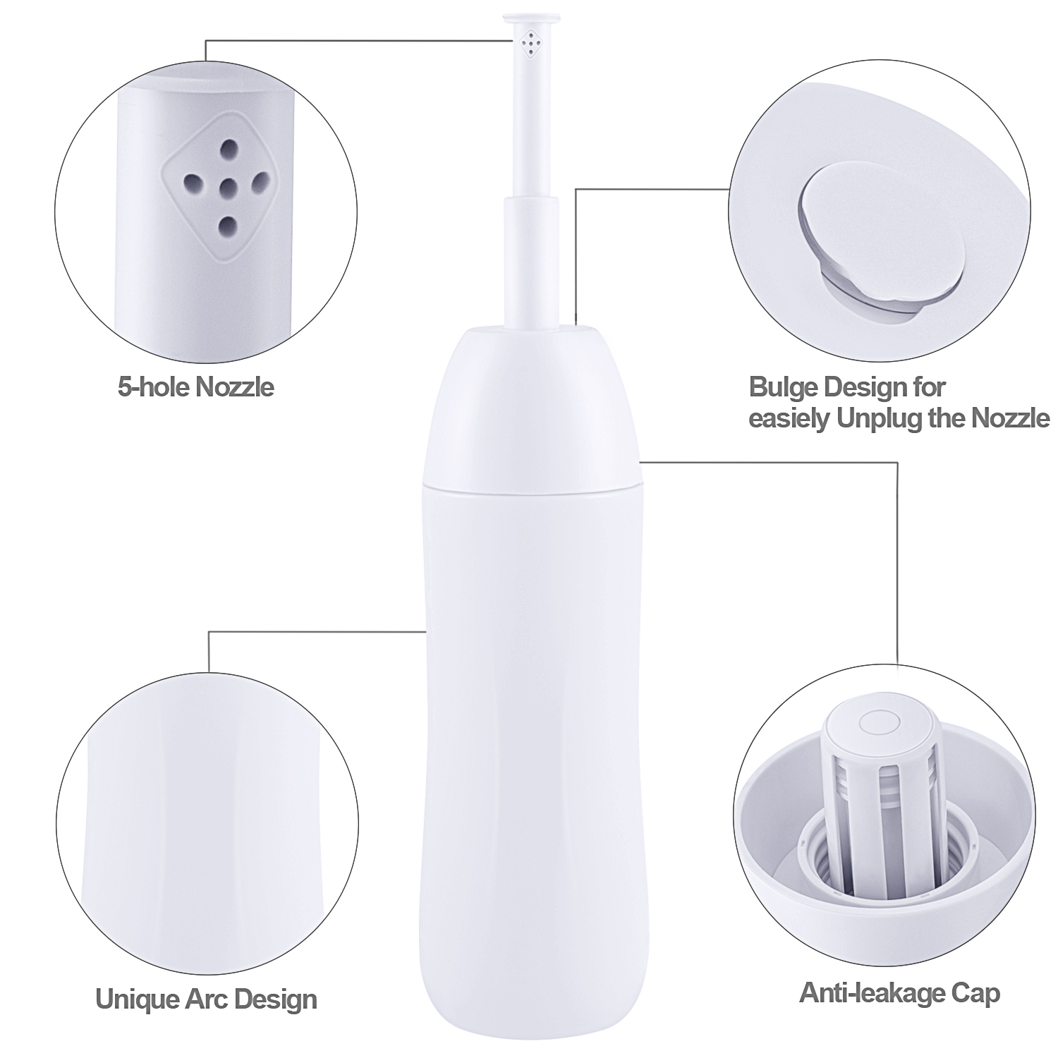 Portable Travel Bidet Bottle with Retractable Nozzle and Carry Bag