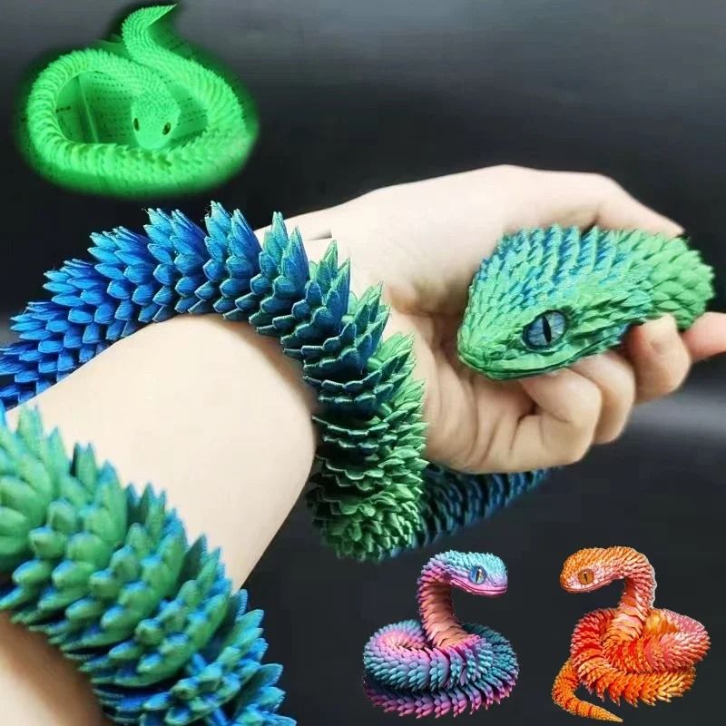 3D Printed Snake Movable Joint Fidget Toy Figurine