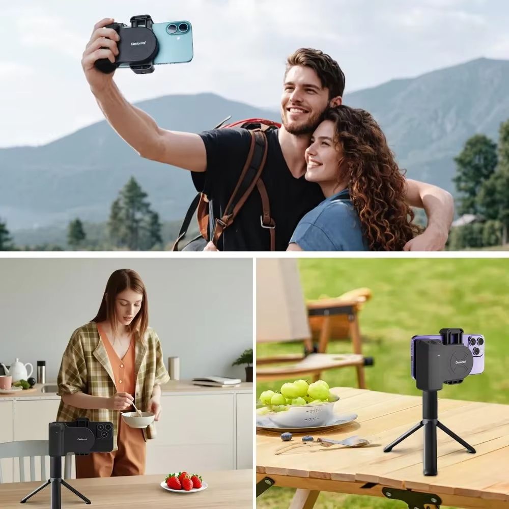 Sleek Selfie Grip and Phone Camera Grip with Detachable Bluetooth Remote