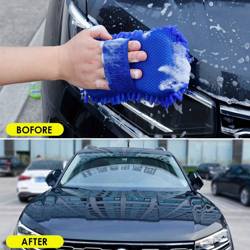 Scratch-Free Chenille Sponge & Microfiber Drying Towel Set – Ultra-Absorbent Car Wash Mitt for Car Detailing