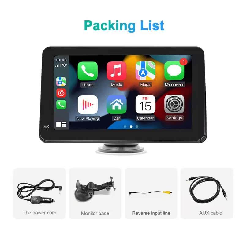 DriveView 7 Inch Touch Screen CarPlay Android Auto Multimedia Player with GPS and Rear Camera