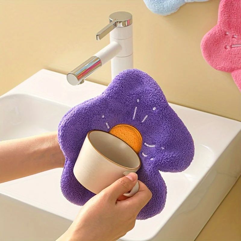 Flower Hanging Hand Towel – Soft Quick-Dry Kitchen Hand Towel with Absorbent Design