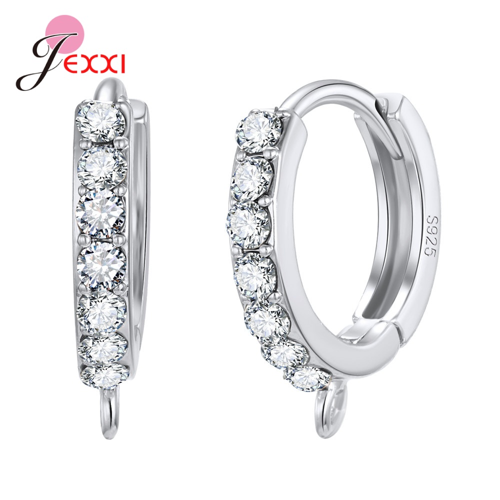Korean Style Crystal Earring Findings: Genuine 925 Sterling Silver DIY Jewelry Accessories