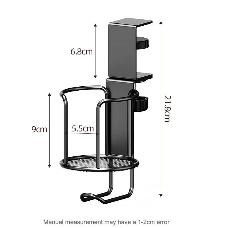 Adjustable Desk Cup Holder with Rotating Arm Clamp – No Drill, Anti-Fall Table Edge Clamp