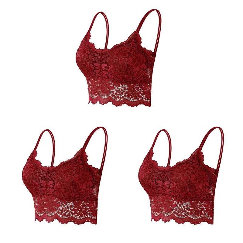 Elegance 3 Pack Lace Bralette Wireless Seamless Lingerie Top