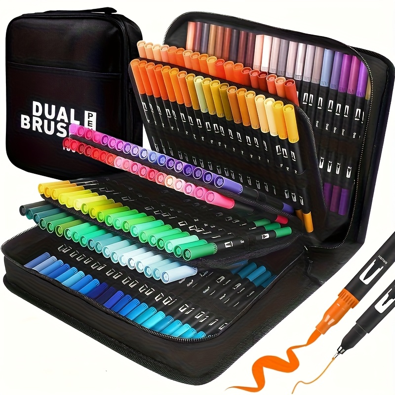 Art Set Vibrant Double-Ended Watercolor Markers for Drawing Crafts Durable Plastic Bodies Perfect Christmas Gift