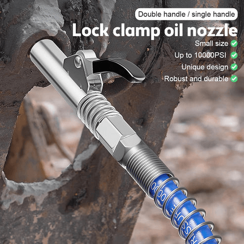 Grease Gun Coupler High Pressure Nozzles, Quick Release Lock Oil Injection, Durable & Easy to Use