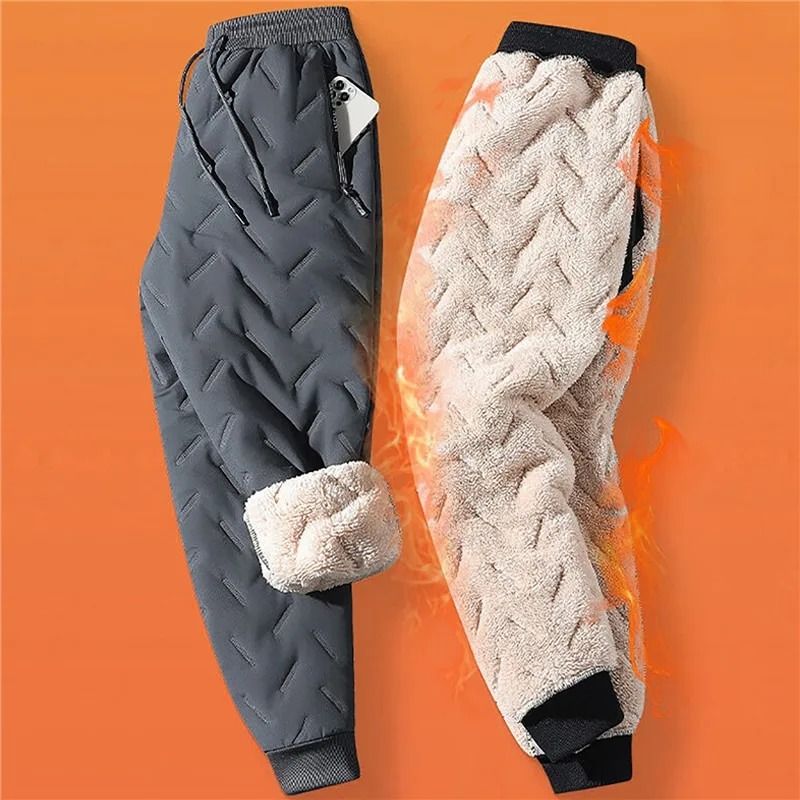 Winter Thickened Women Pants Warm Plush Straight Drawstring Trousers