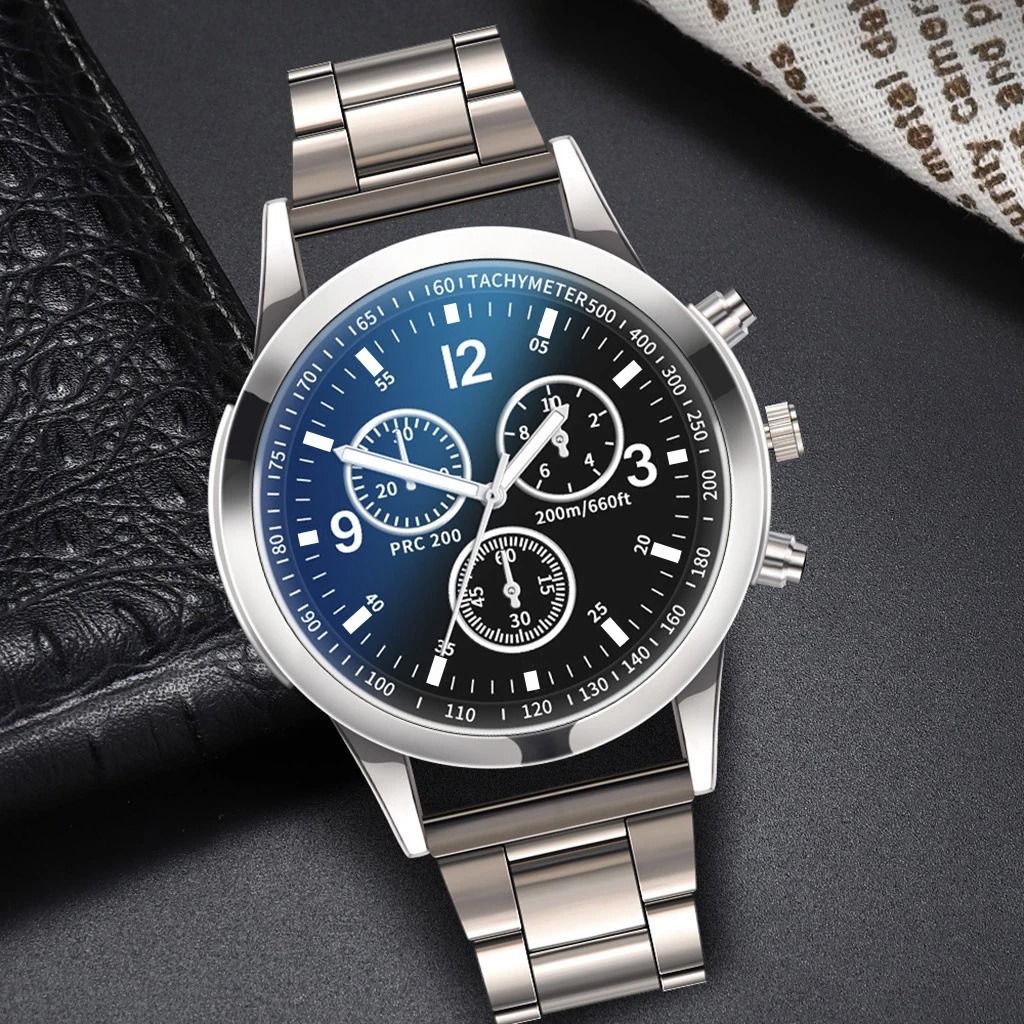 Mens Business Steel Band Quartz Watch | Fashion Timepiece with Matching Bracelet
