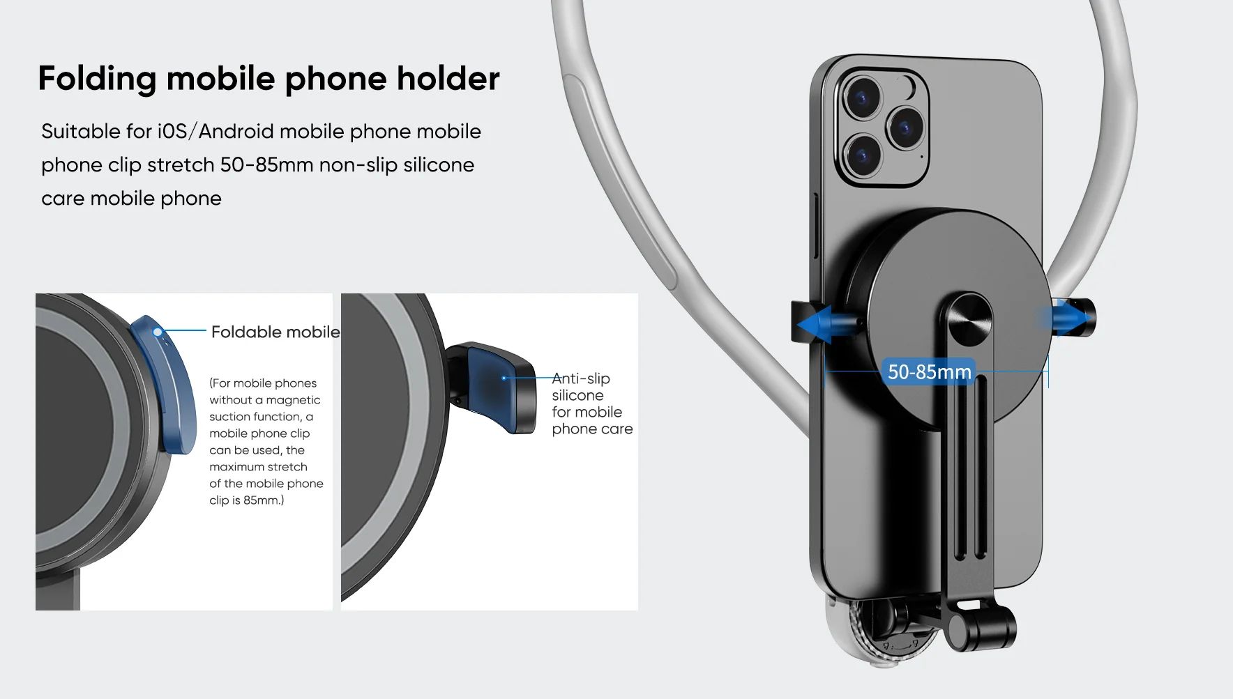 Magnetic Neck Phone Mount with Quick Release Holder