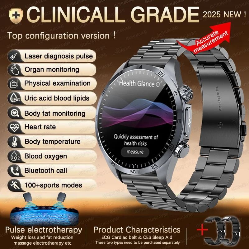 2026 Pulse Elite ECG+PPG Smartwatch | Metabolic Health & Body Fat Tracker | Executive Uric Acid & Blood Lipid System