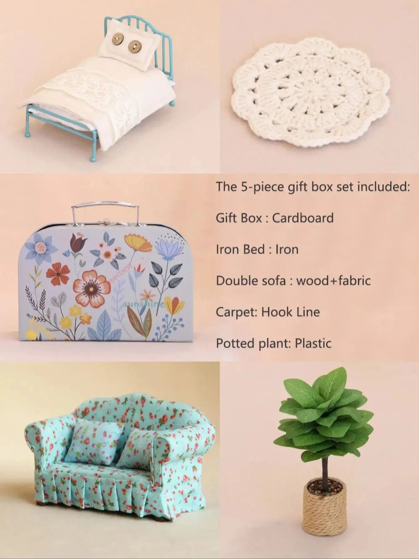 Miniature Dollhouse Furniture Gift Box Set