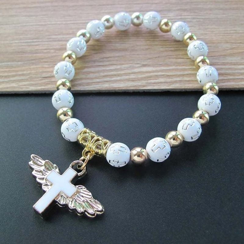 Angelic Grace Rosary Bracelet – Stretch Religious Jewelry & Travel Souvenir