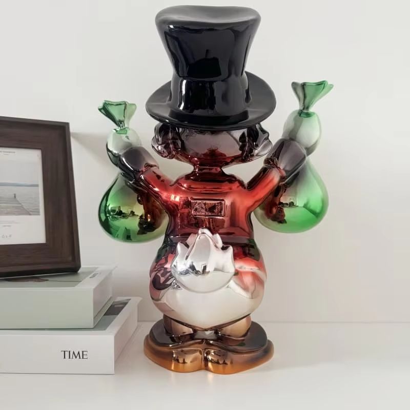 Kawaii Donald Duck Money Bag Resin Statue Large Cartoon Decor Figure