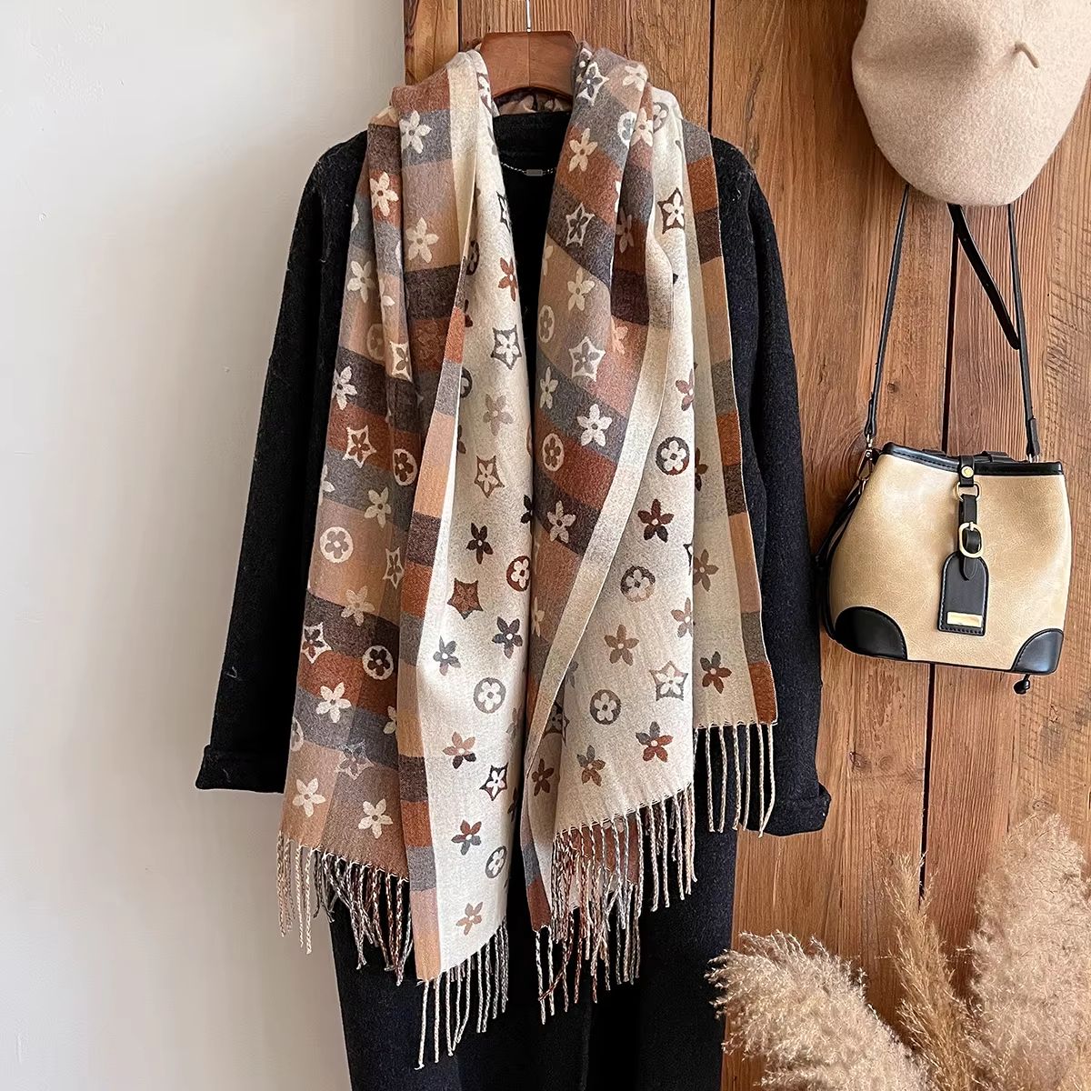 National Style Cashmere Winter Scarf for Women – Thick Pashmina Shawl Wrap Blanket Foulard Bandana