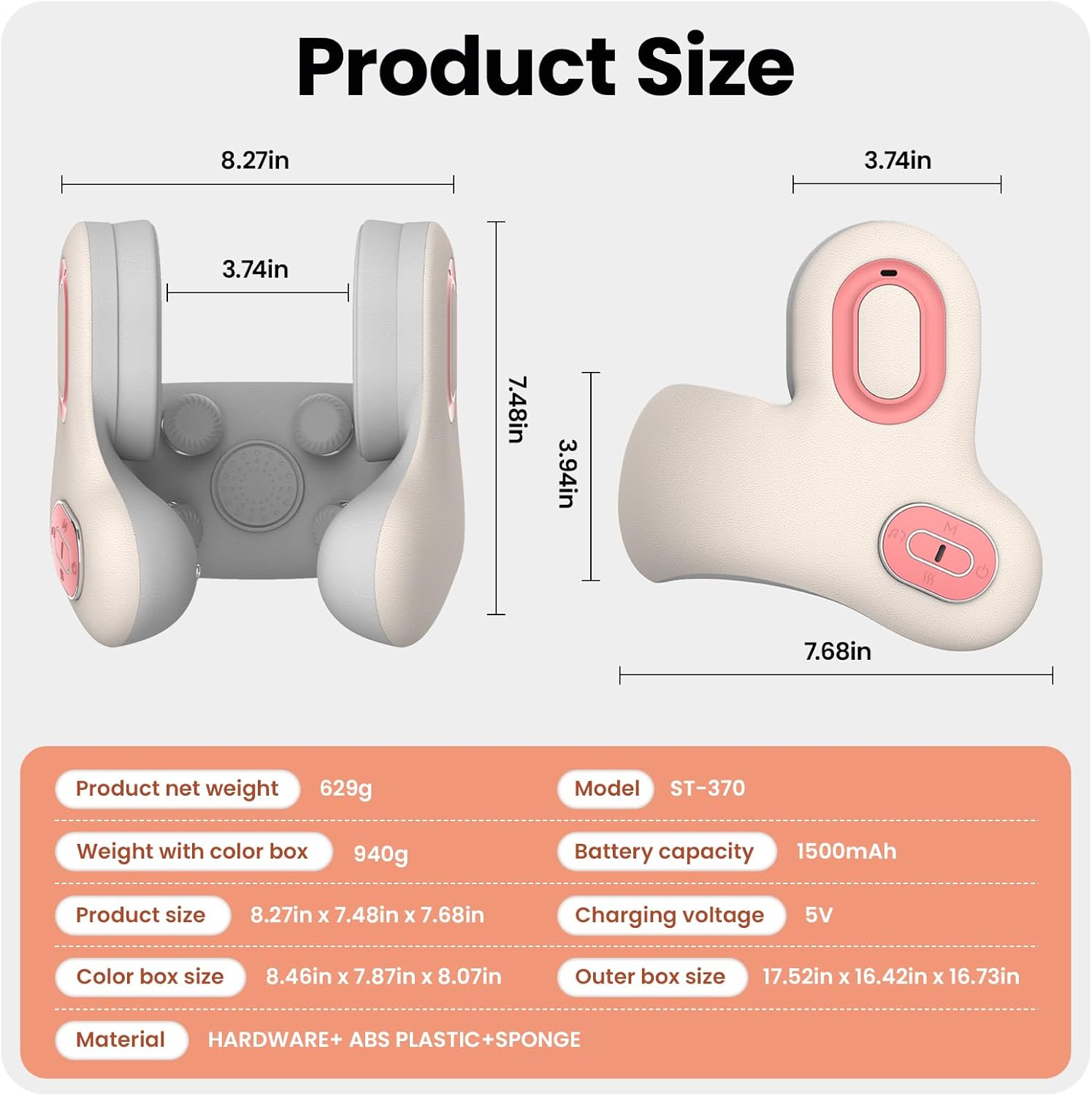Wireless Neck Massager with Heat and Bluetooth Relaxing Neck Pillow Massager
