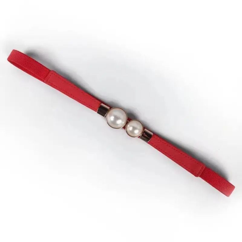 Elegant Pearl Buckle Elastic Waist Belt