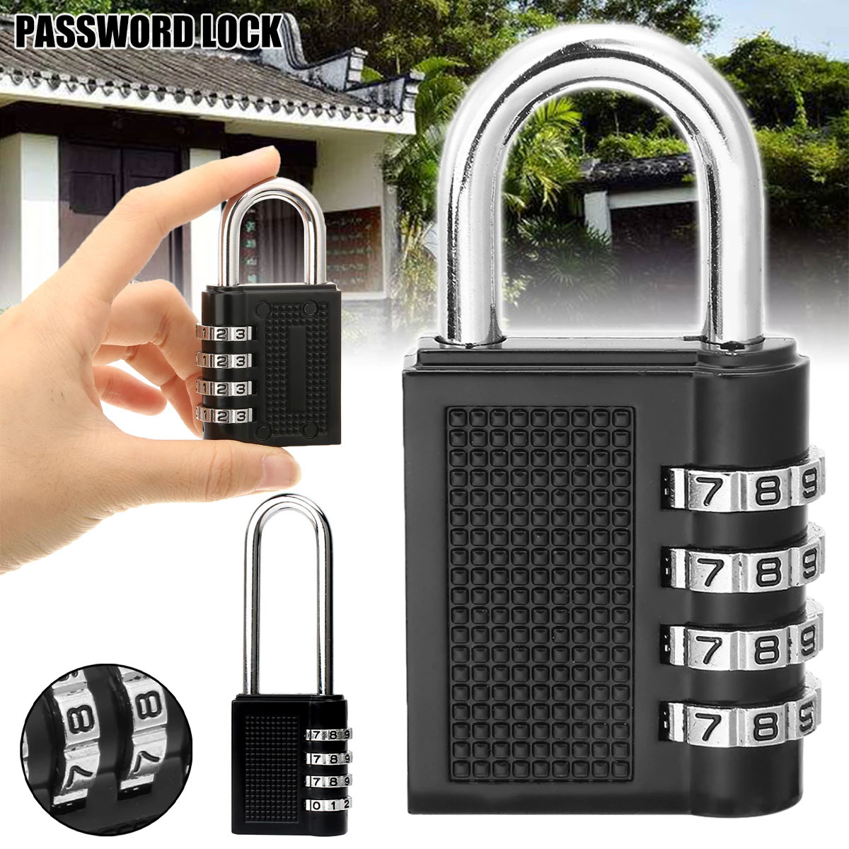 Zinc Alloy Padlock, Digit Locker Lock, Weatherproof Outdoor Lock for School, Gym, Fence Hasp, Mechanical Lock Secure
