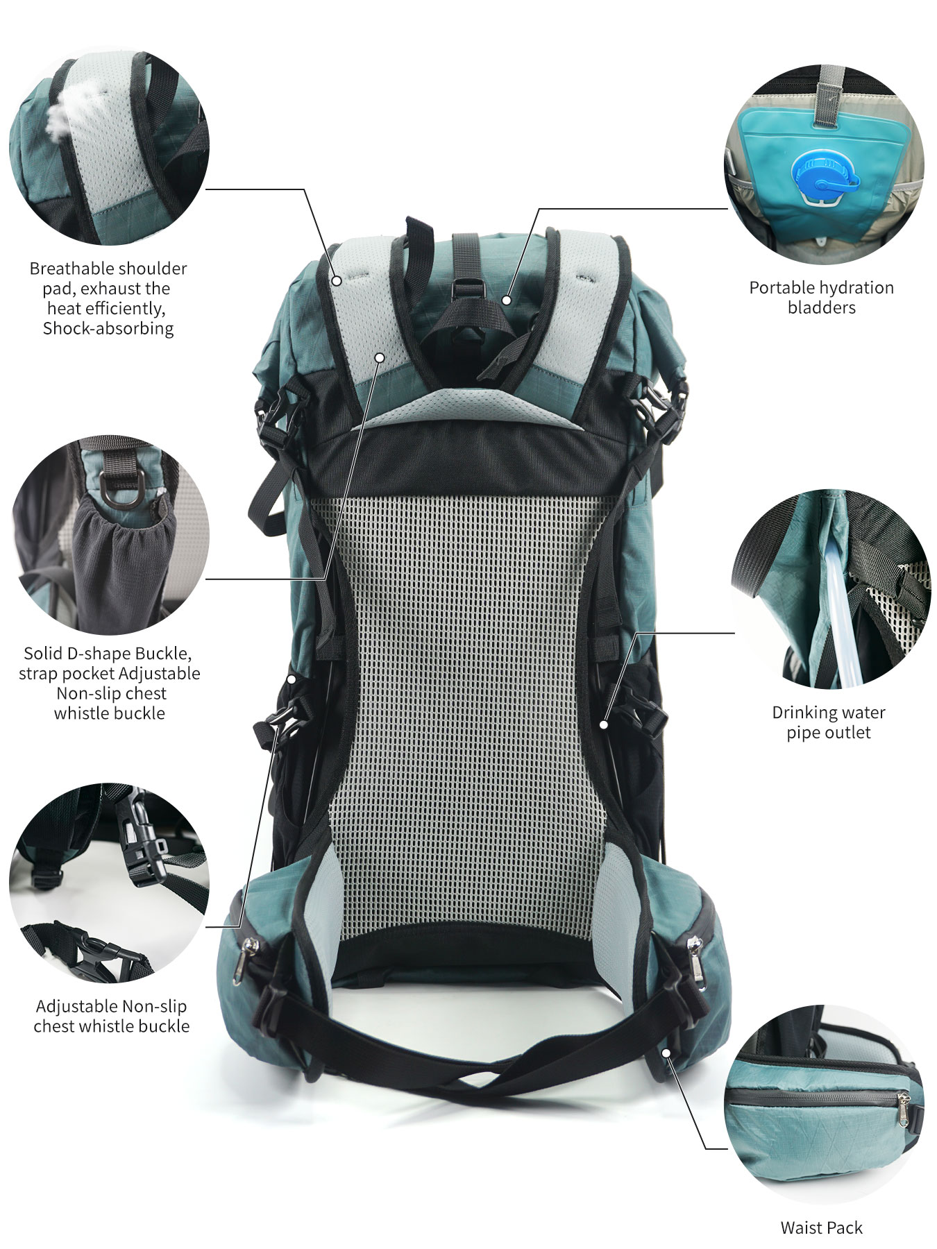 Rugged Waterproof Hiking Backpack for Men & Women Large Capacity Trekking Gear