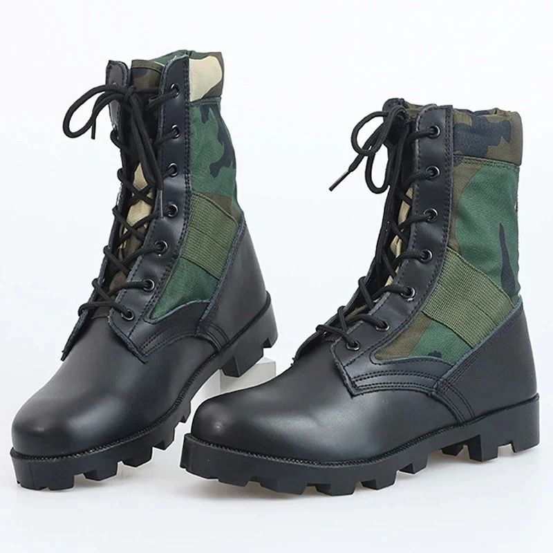 Mens Lace Up Waterproof Canvas Tactical Combat Desert Ankle Boots