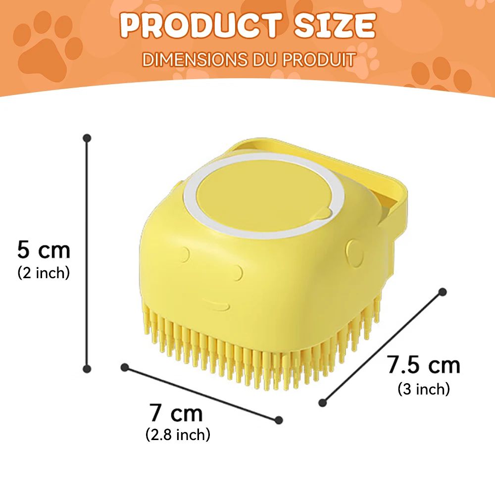 Silicone Dog Bathing Brush with Shampoo Dispenser – Soft Pet Massage Grooming Tool