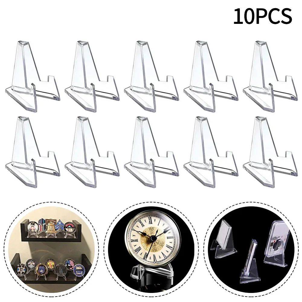 Acrylic Challenge Coin Display Stand Holders | Transparent Triangle Coin Capsule Stands for Commemorative Collectibles