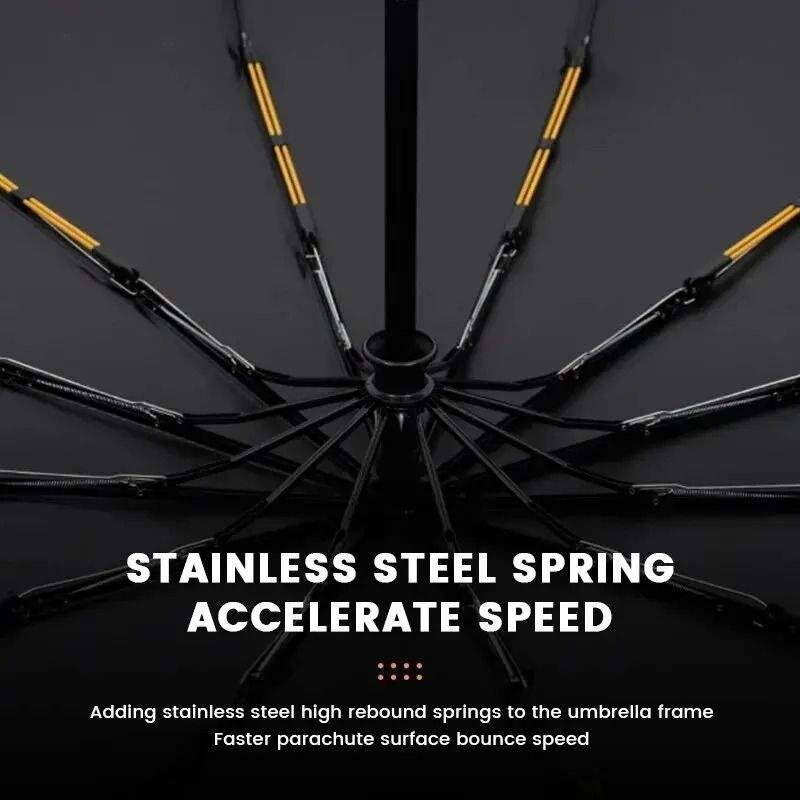 12-Bone Fully Automatic Heavy-Duty Umbrella – UV Resistant & Windproof Folding Design