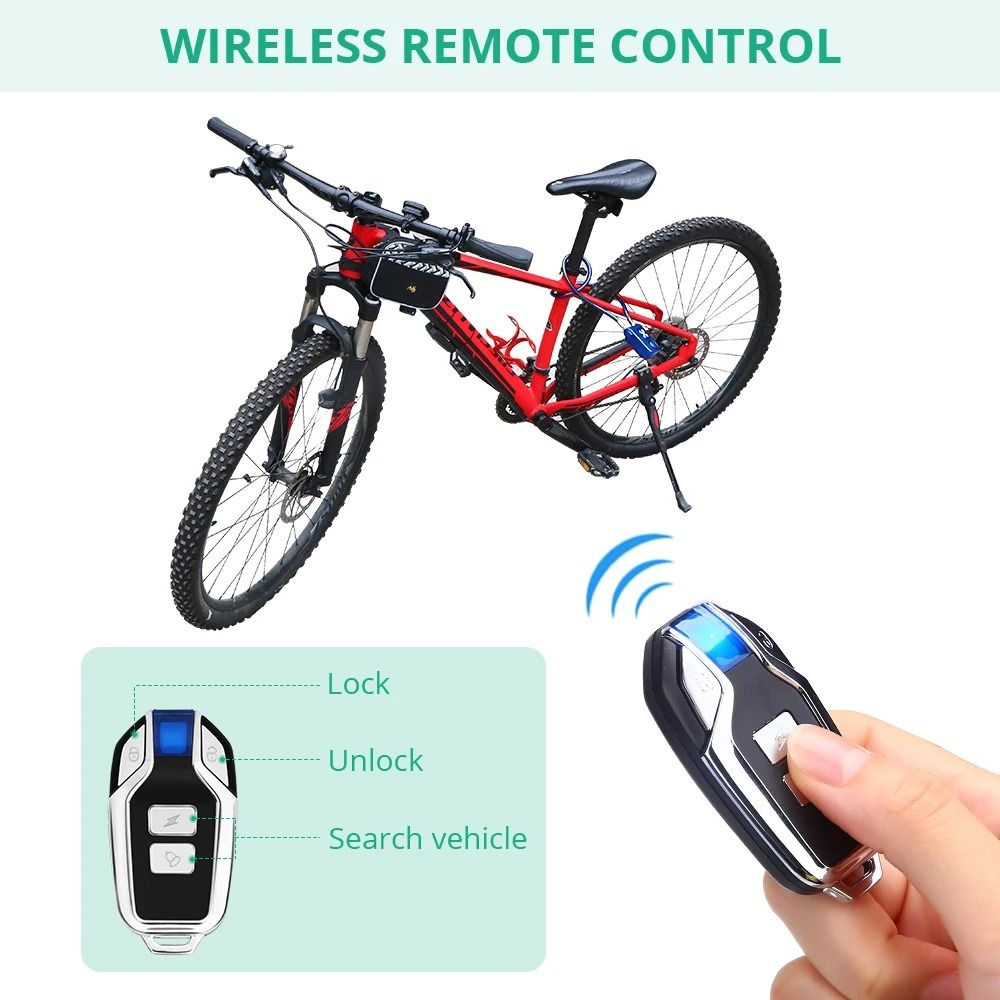 Waterproof Bike Alarm Lock with Remote and Combination Security