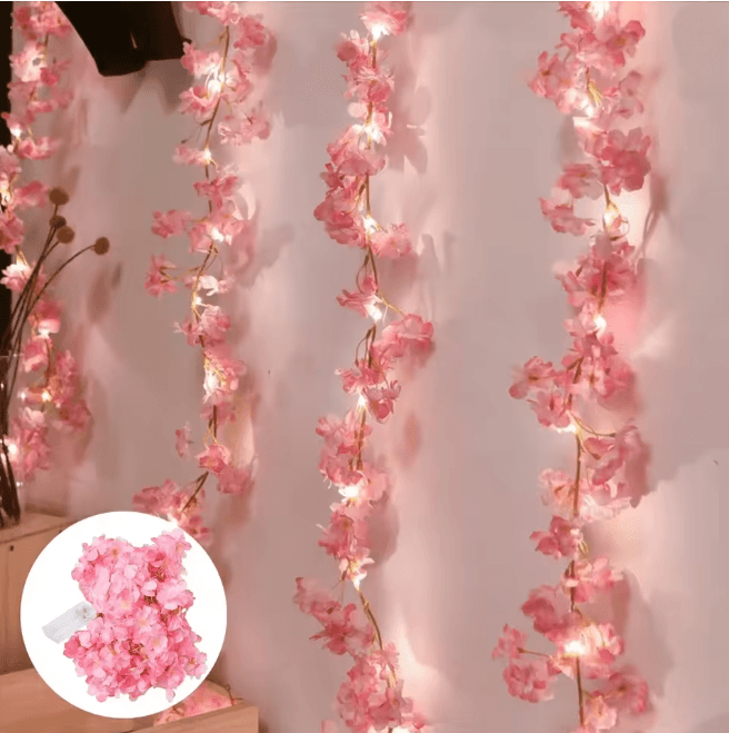 BlossomGlow Cherry Blossom String Lights Fairy Flower Garland