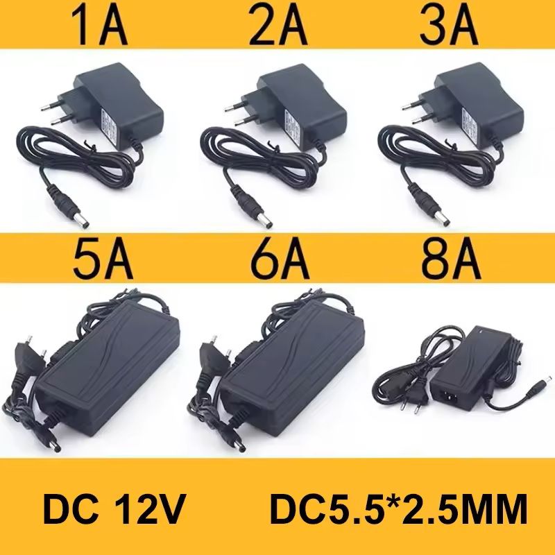 Universal Power Adapter 12V for LED Strips and CCTV with Multiple Current Options