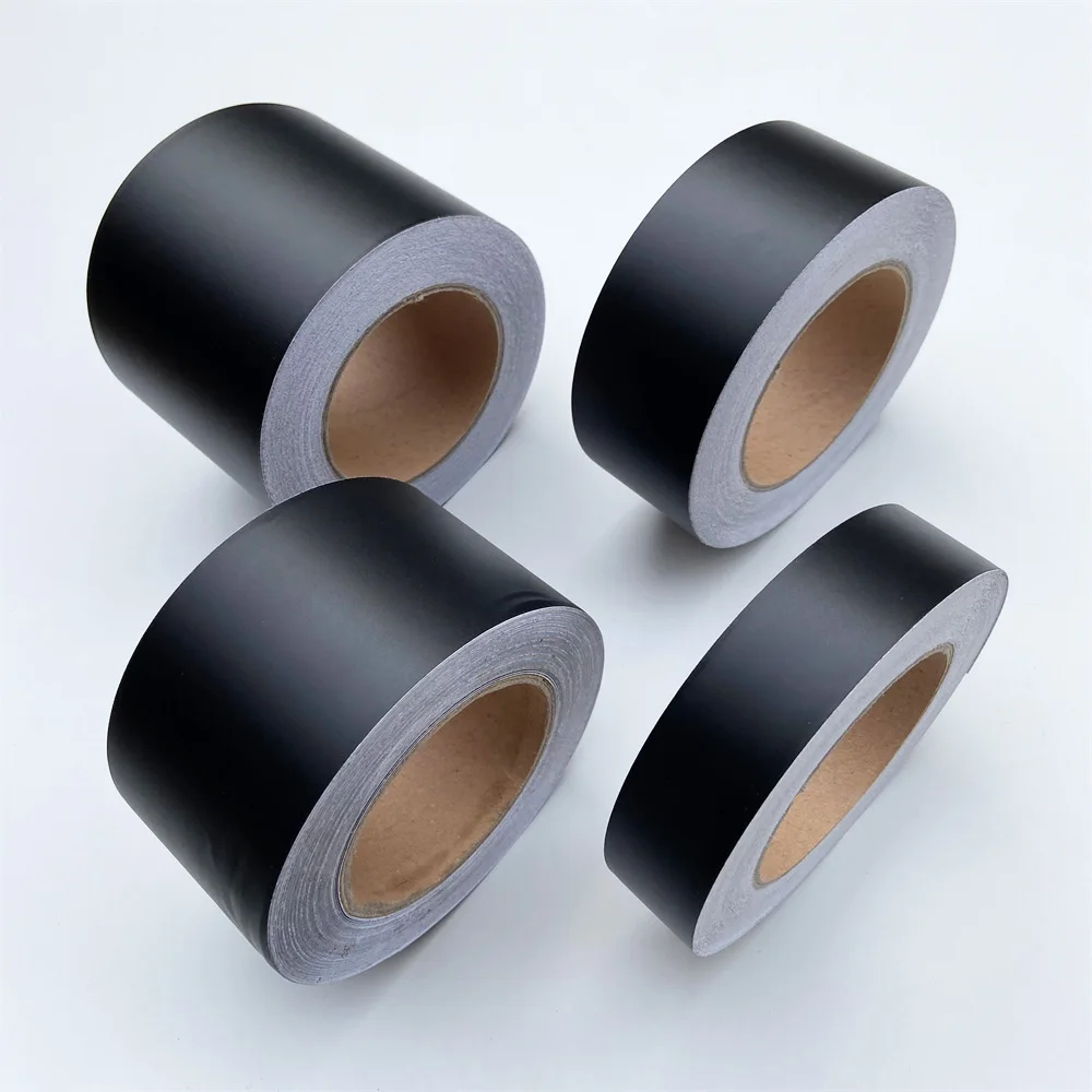 Car Chrome Delete Wrap, Black Matte Vinyl Roll, Window Trim Film for Roof Hood Pillar