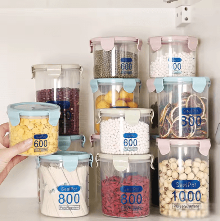 Sealed Storage Jars – Transparent Multigrain Cereal Containers for Kitchen Organization
