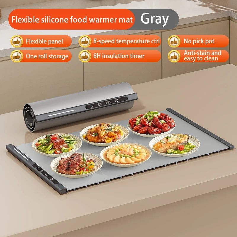 Flexible Silicone Food Warmer Mat Foldable Electric Warming Tray – Constant-Heat Food Warming Board