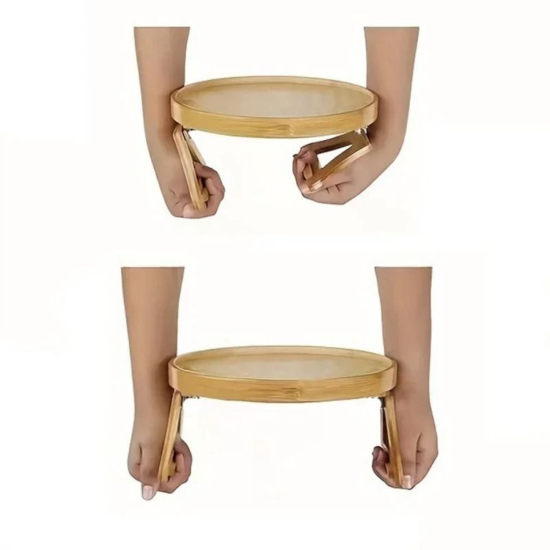 Professional Natural Wooden Foldable Sofa Armrest Tray