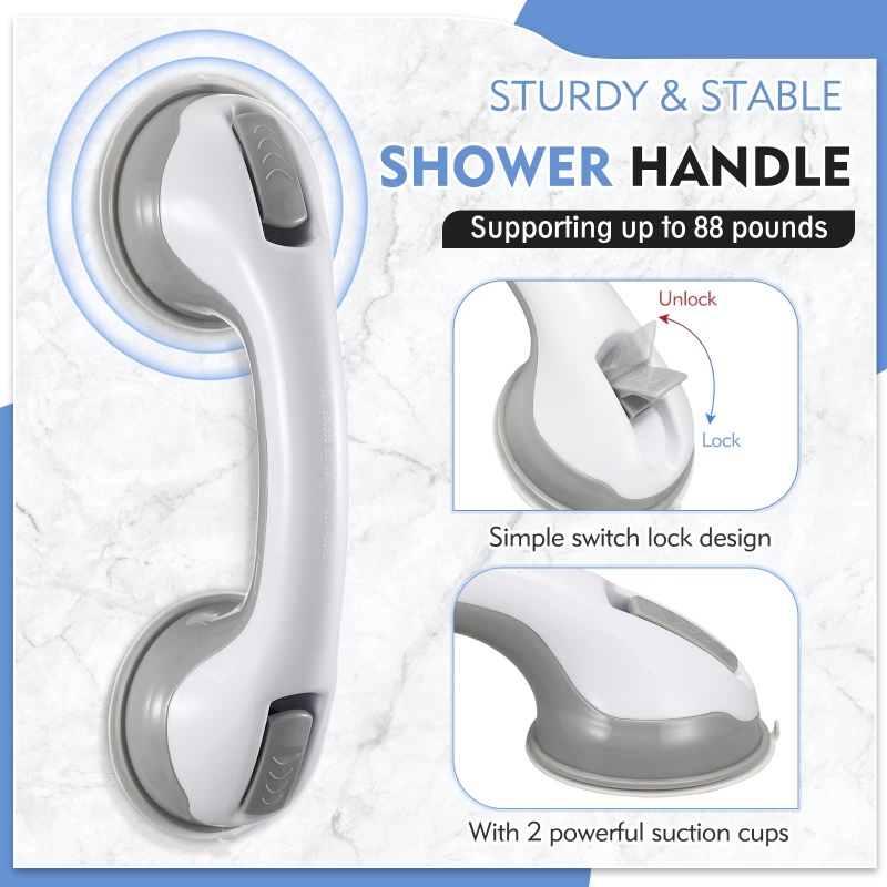Vacuum Suction Shower Grab Bars – Non-Slip Support Handle for Elderly, Child & Bathroom Safety