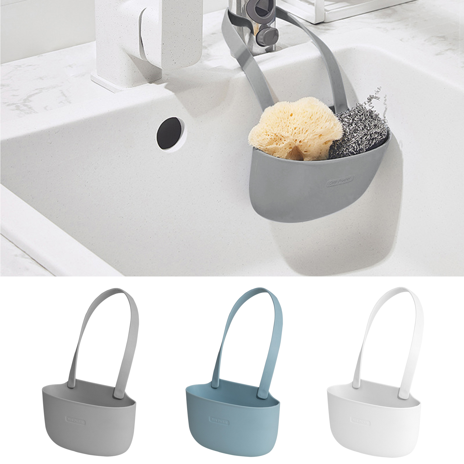 Kitchen Sink Sponge Holder, Home Storage Drain Basket, Hanging Drain Basket Bag for Bathroom and Kitchen Accessories