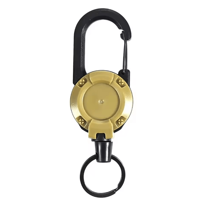 GripLock Retractable Carabiner Keychain with Steel Wire Reel