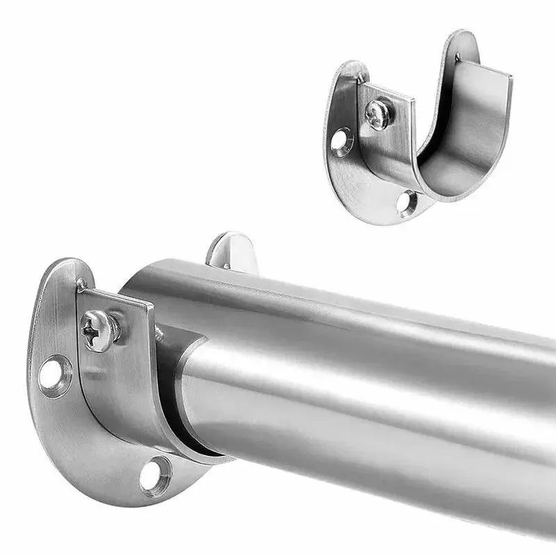 Stainless Steel Flange Rod Support Bracket for Wardrobe & Curtain Tubes