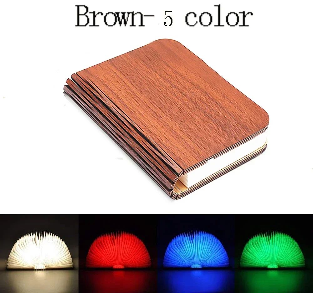Wooden Folding LED Book Light RGB Night Lamp